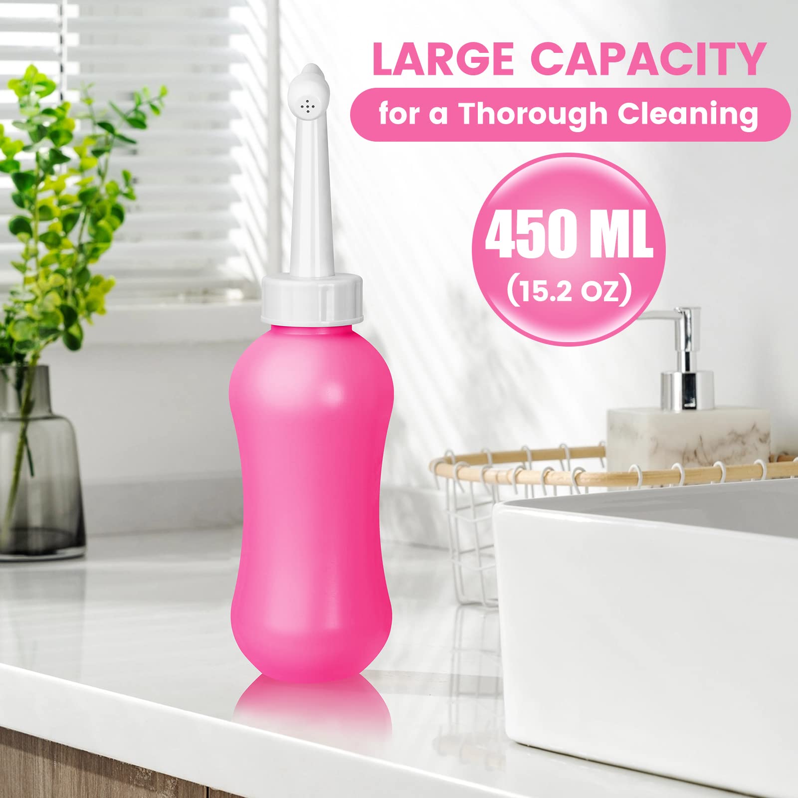 450ML(15.2 OZ) Peri Bottle for Postpartum Care 2 Pack, Portable Travel Bidet for Women, Upside Down